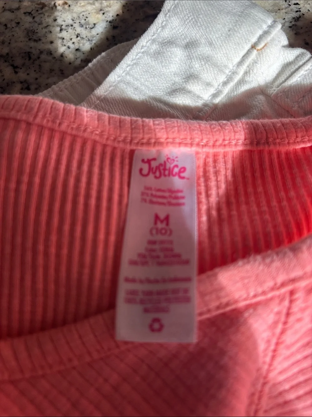 Justice Pink Tank Top and Ivory Shorts Matching Set